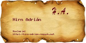 Hirn Adrián névjegykártya